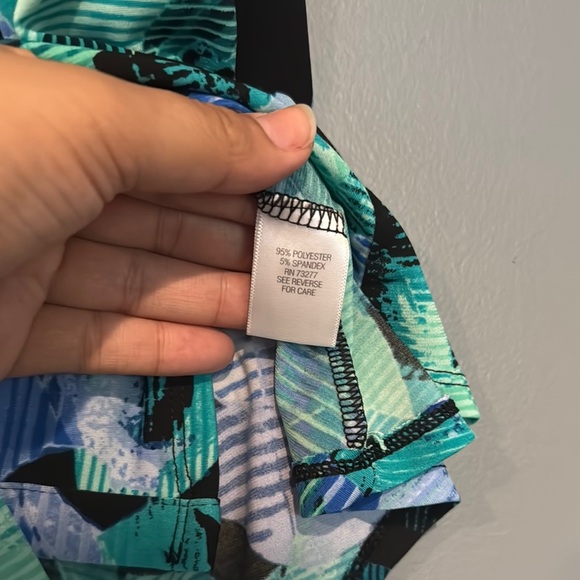 Dana Buchman Blue Black Cap Sleeve Polo Button Down Shirt - Picture 3 of 4